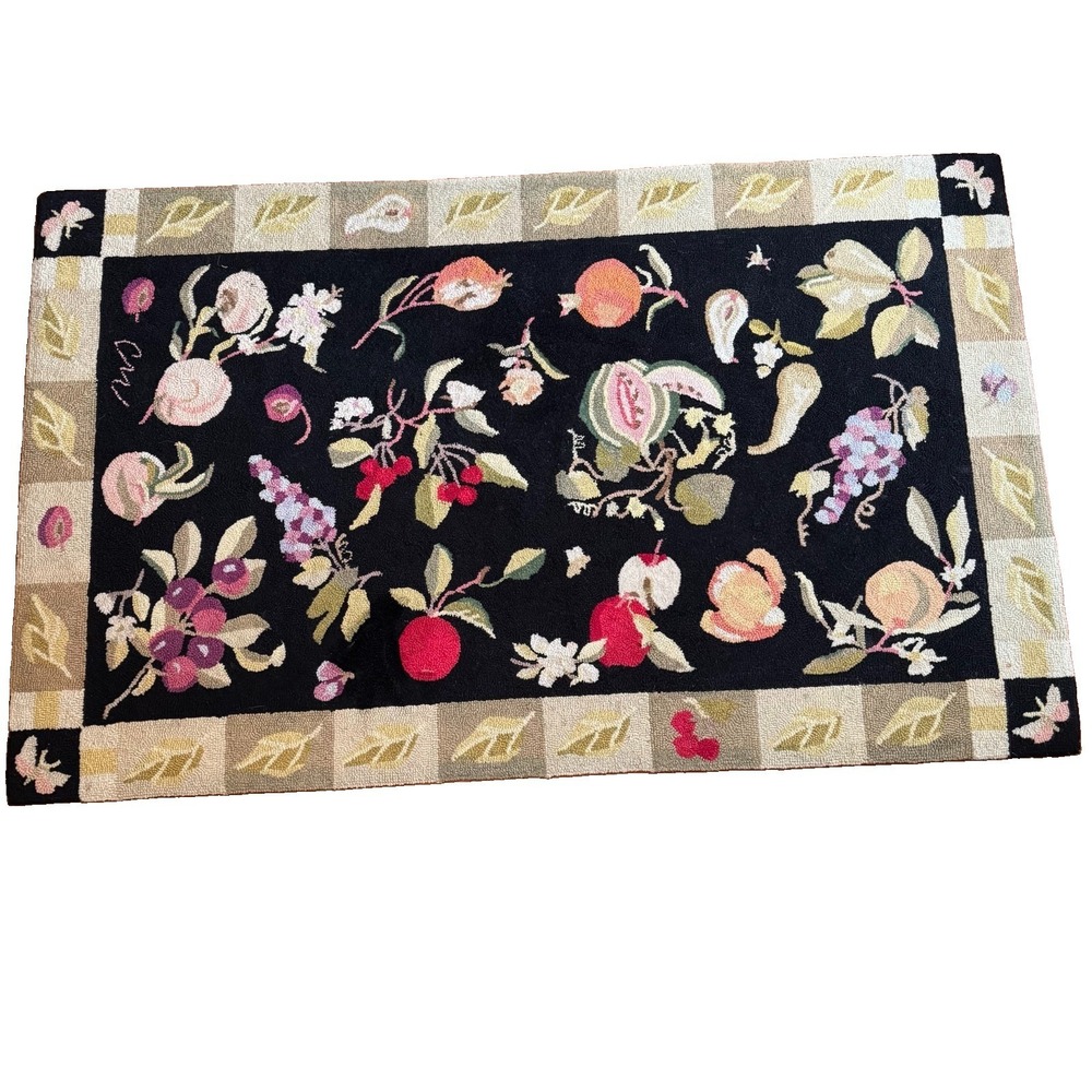 Claire Murray 3x5 Botanical Fruit collection Vintage Rug R787 Wool Handmade